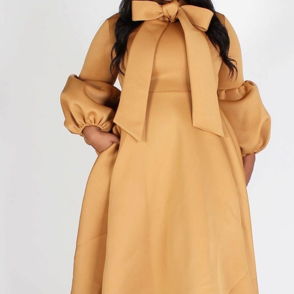 Tan Bow Dress